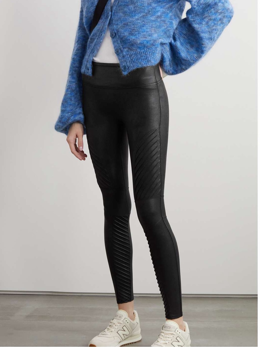 SPANX Black Moto-Panel High-Waist Leggings